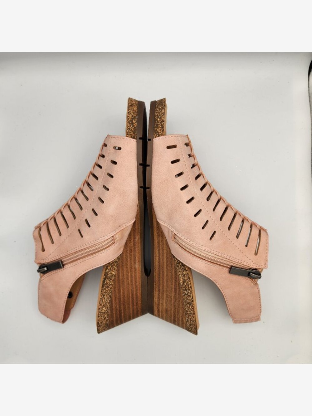 Pink Cutout Slingback Wedge Sandals | Women's 8.5 - Picture 5 of 16